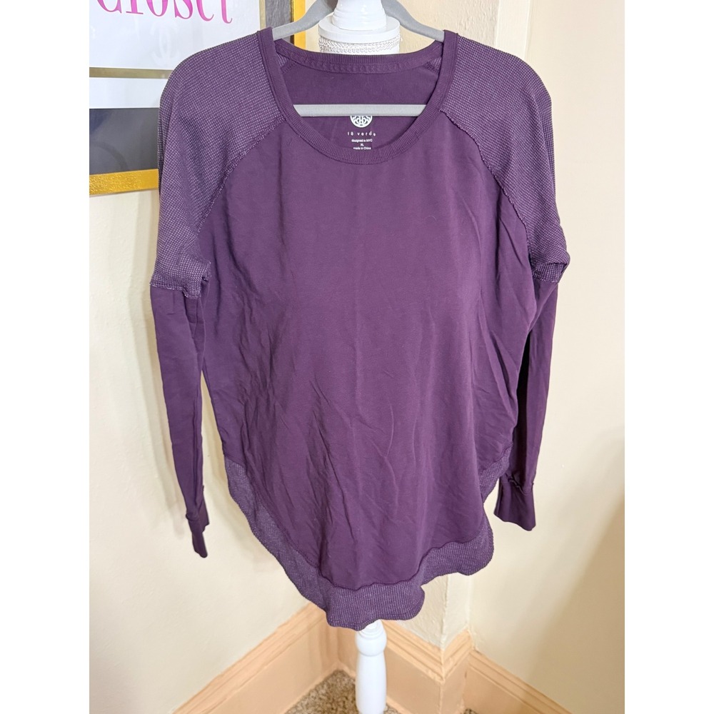 Te Verde Womens XL Purple Long Sleeve Active Top Mesh Trim Raglan Crew Neck‎